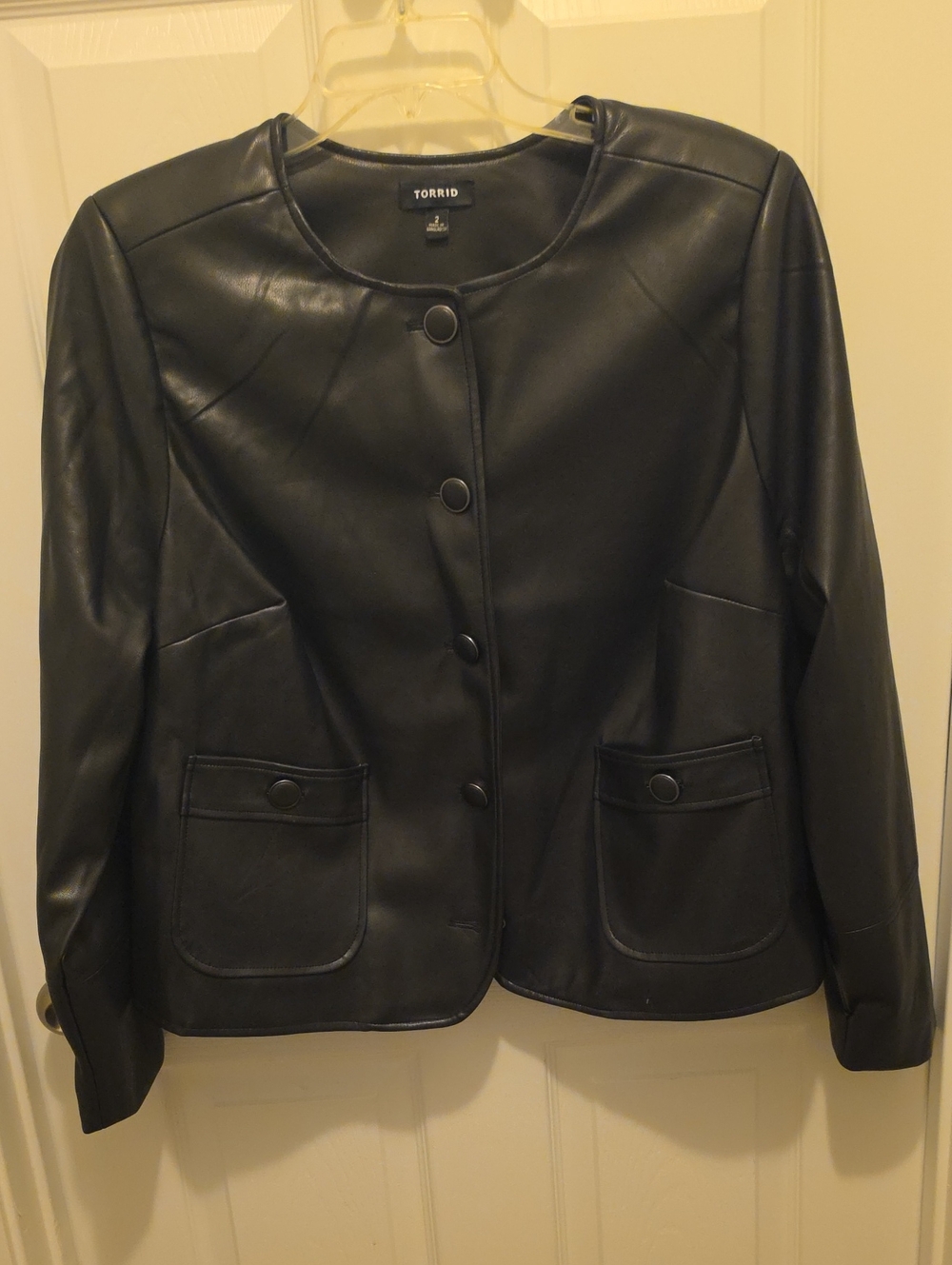 torrid Black Faux Leather Button-Front Jacket